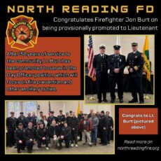 North Reading Fire Congratulates Firefighter Jon Burt on Promotion